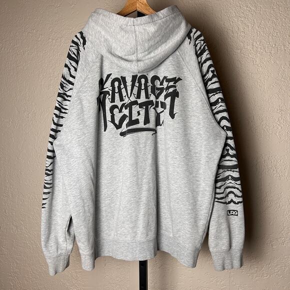 LRG Lifted Research Group Savage City Y2K 3XL Zebra Print Hoodie - Picture 4 of 5